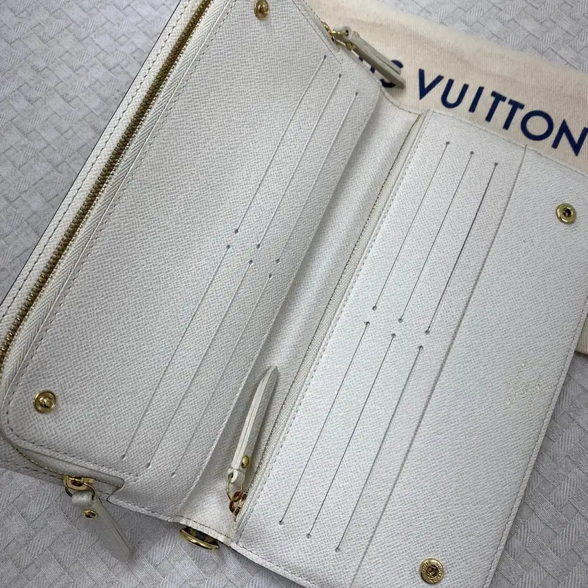 [BUNJANG] Louis Vuitton Monogram White Long Wallet / 급처 루이비통 모노그램 화이트 지퍼 장지갑,