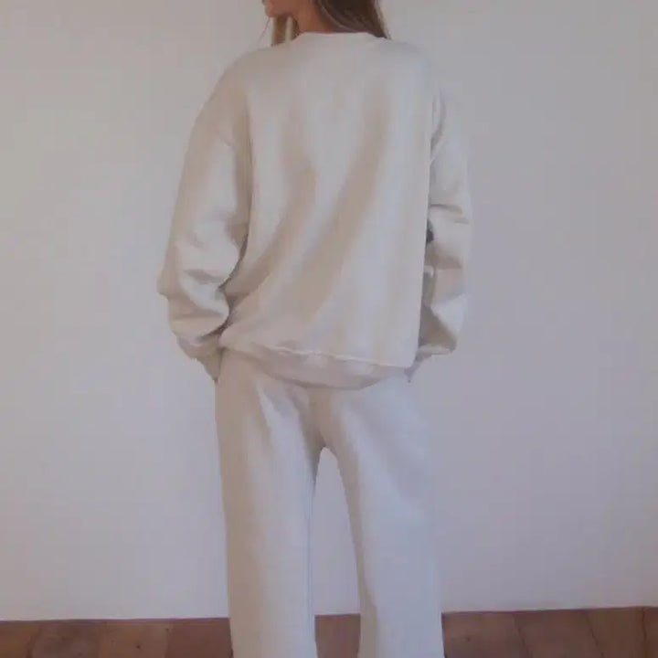 [BUNJANG] Inji Active Fleece Oversized Sweatshirt Oatmeal / [새상품]인지액티브 플리스 오버사이즈 스웻셔츠 오트밀