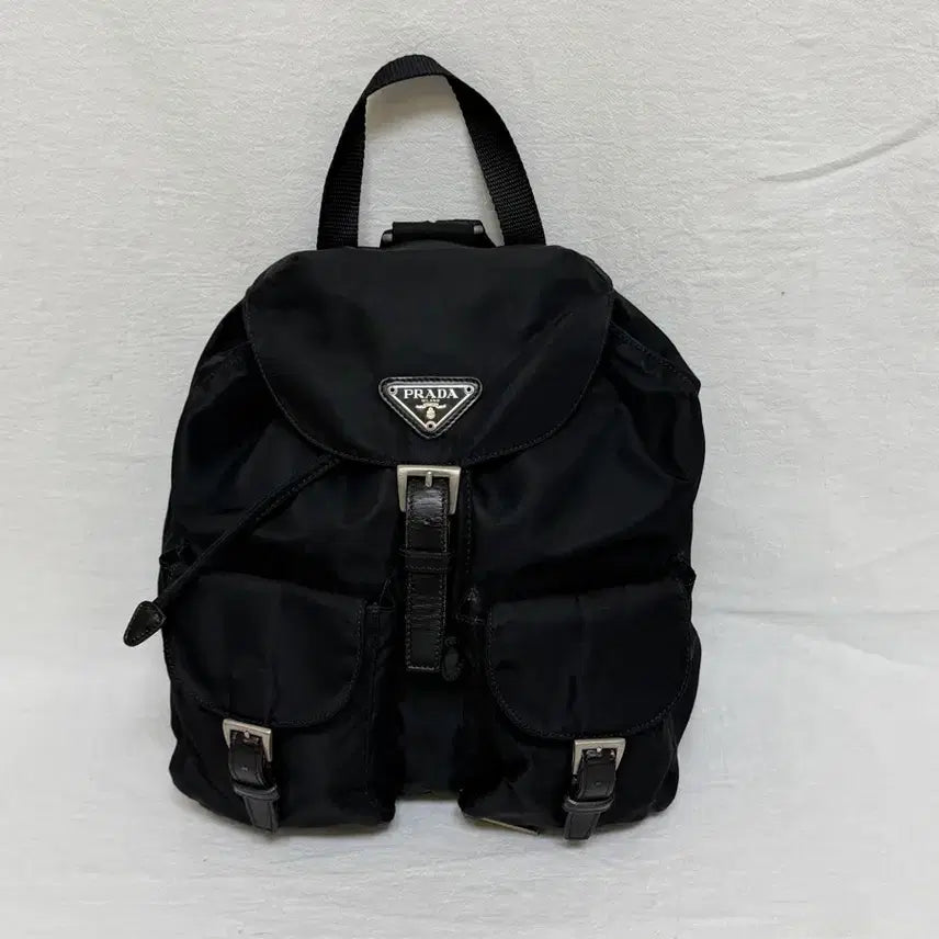 [BUNJANG] Prada Pocono Nylon Two-Pocket Small Backpack Black / 정품 프라다 포코노 나일론 투포켓 스몰 백팩 블랙