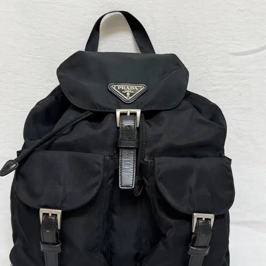 [BUNJANG] Prada Pocono Nylon Two-Pocket Small Backpack Black / 정품 프라다 포코노 나일론 투포켓 스몰 백팩 블랙