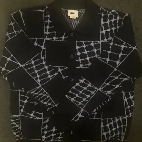 [BUNJANG] OBEY Black Pattern Cardigan / 오베이 블랙 패턴 가디건