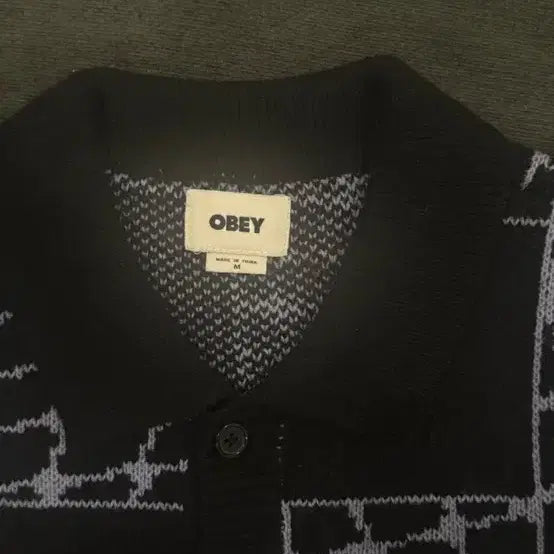 [BUNJANG] OBEY Black Pattern Cardigan / 오베이 블랙 패턴 가디건