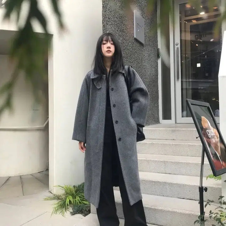 [BUNJANG] LFM Raglan Wool Long Coat / LFM 래글런 울 롱코트 Raglan Wool Long Coat