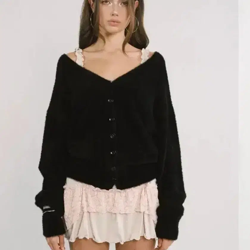 [BUNJANG] 3 Times Fairy Knit Cardigan - Black / 쓰리타임즈 fairy knit 가디건 블랙