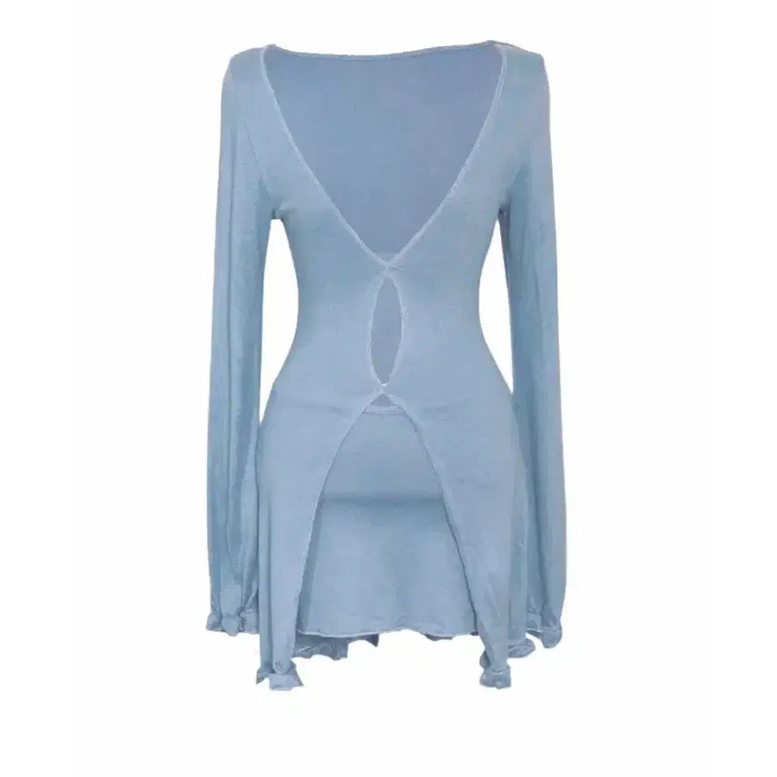 [BUNJANG] V-Neck Frill Mini Skirt Two-Piece Set / 브이넥 프릴 미니스커트 투피스 세트