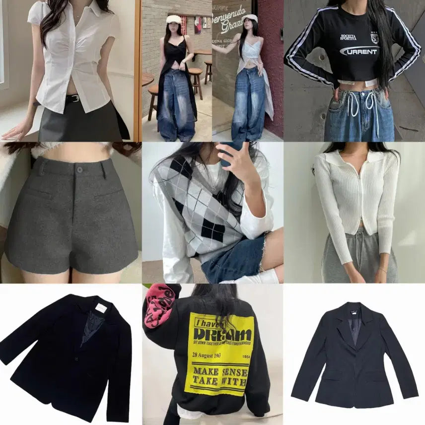 [BUNJANG] Ablie Black and White Apparel Collection / 에이블리 블레이저 정장 자켓 무채색 의류 모음 교신