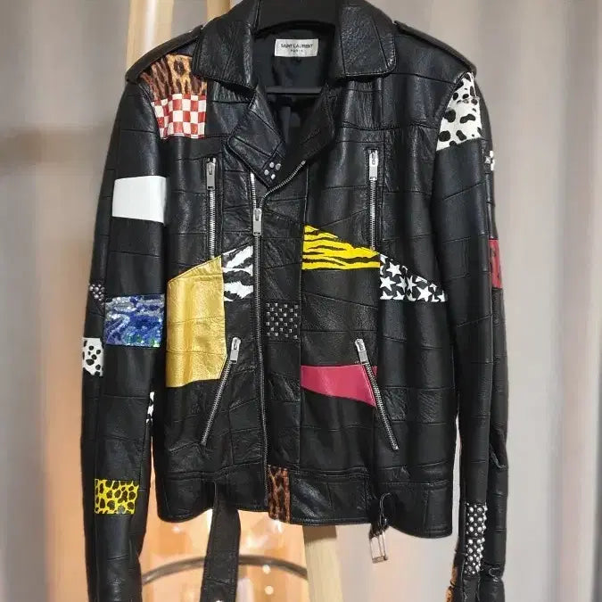 [BUNJANG] Saint Laurent Patchwork Leather Jacket / 생로랑 패치워크 가죽쟈켓