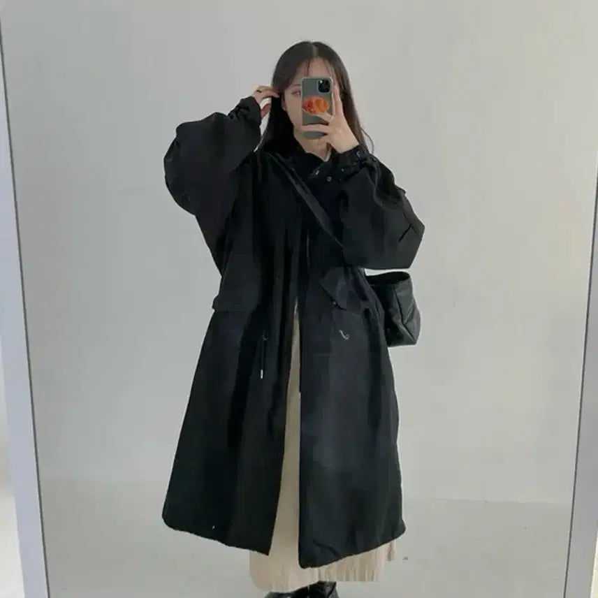 [BUNJANG] F Oversized Long Field Jacket Black / [F] 오버핏 롱 야상 점퍼 블랙