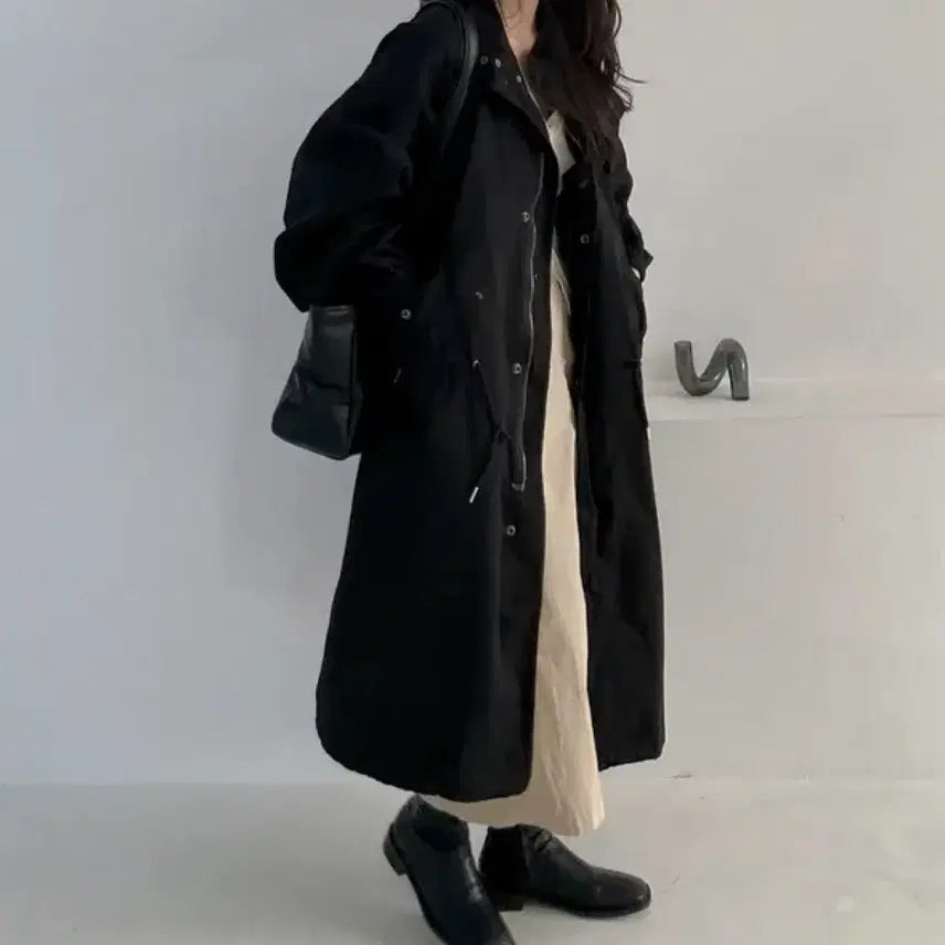 [BUNJANG] F Oversized Long Field Jacket Black / [F] 오버핏 롱 야상 점퍼 블랙