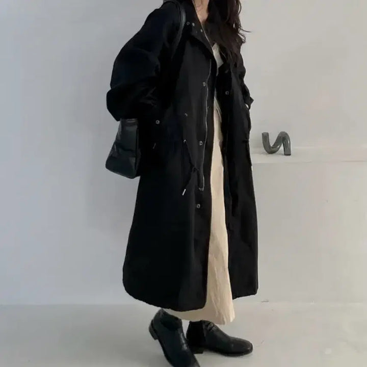 [BUNJANG] F Oversized Long Field Jacket Black / [F] 오버핏 롱 야상 점퍼 블랙