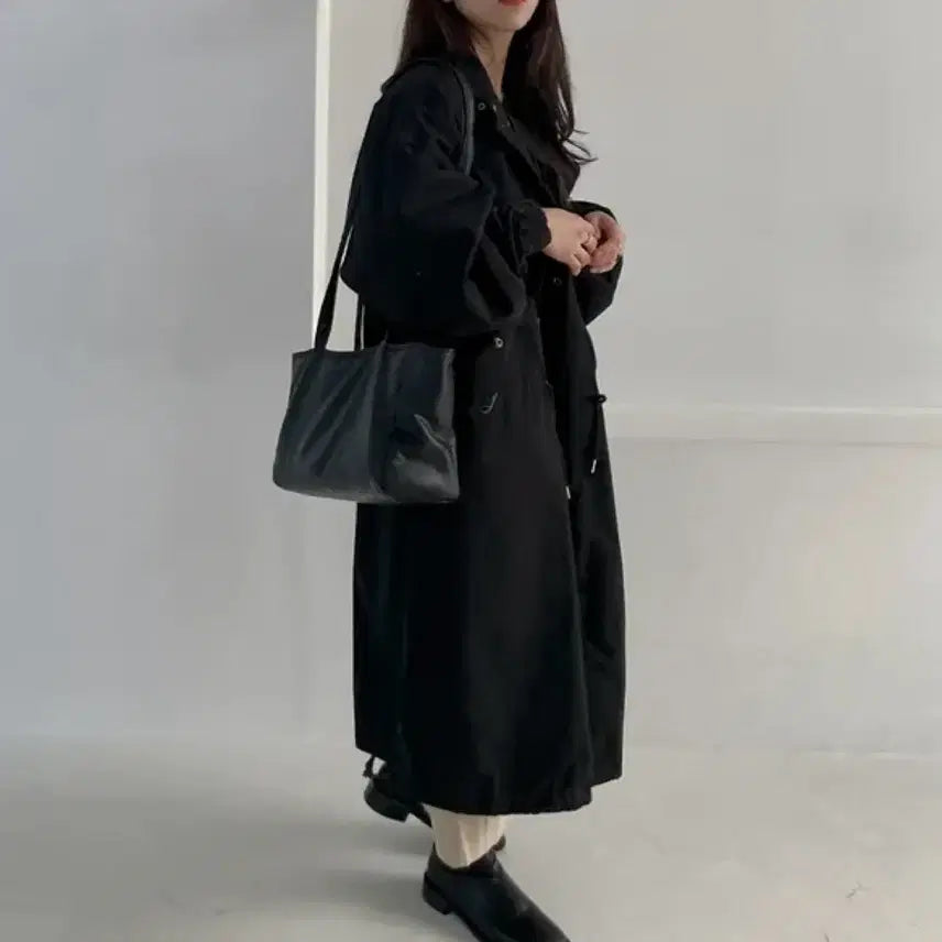 [BUNJANG] F Oversized Long Field Jacket Black / [F] 오버핏 롱 야상 점퍼 블랙