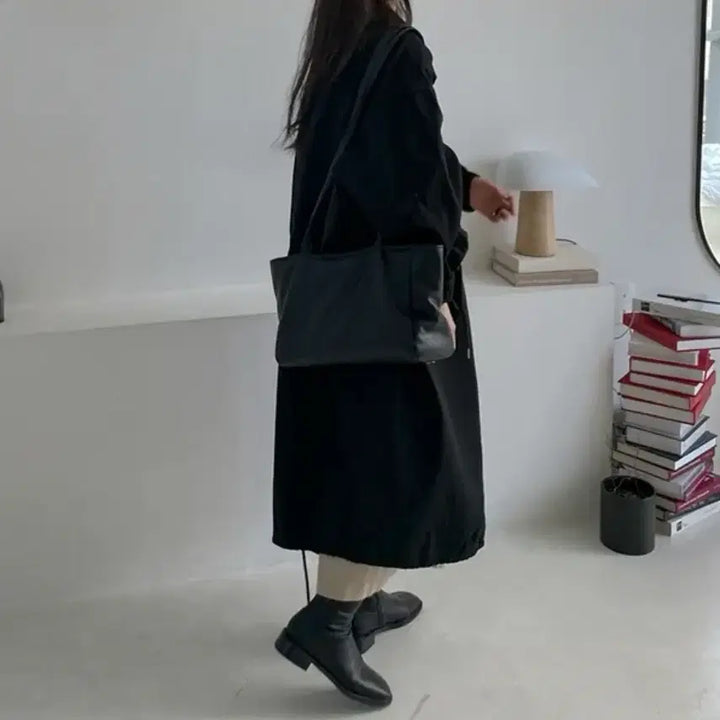 [BUNJANG] F Oversized Long Field Jacket Black / [F] 오버핏 롱 야상 점퍼 블랙