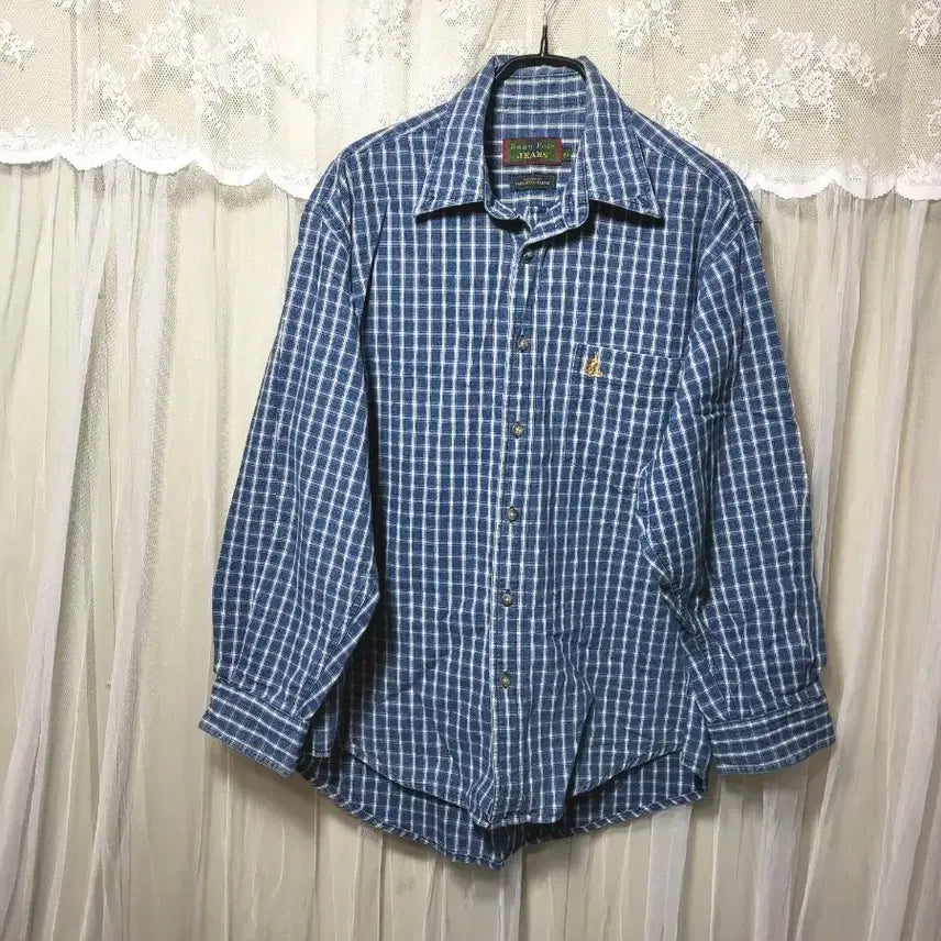 [BUNJANG] Beanpole Jeans Blue Check Shirt / 빈폴진의 블루 체크 남방