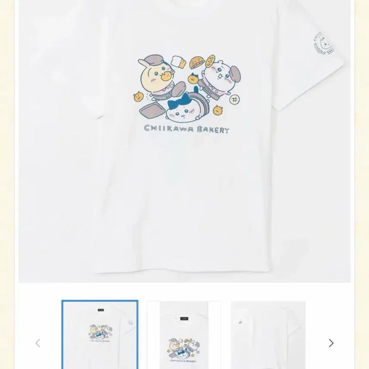 [BUNJANG] Chiikawa Bakery Trio White T-Shirt / 치이카와 베이커리 반팔 티셔츠 넘어지는 트리오 화이트 L사이즈