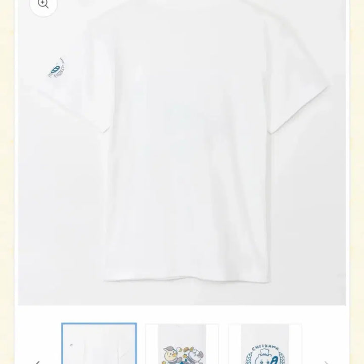 [BUNJANG] Chiikawa Bakery Trio White T-Shirt / 치이카와 베이커리 반팔 티셔츠 넘어지는 트리오 화이트 L사이즈