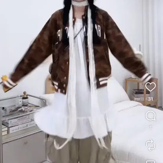 [BUNJANG] BAPE Brown Camo Varsity Jacket / 베이프 브라운 카모 바시티 자켓