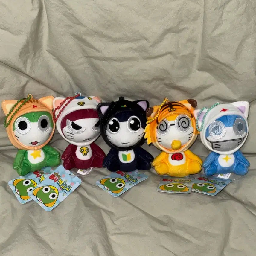 [BUNJANG] Keroro Sergeant Cat Costume Keyring Bundle Set / [세트] 개구리중사 케로로 고양이 인형 키링 일괄 기로로타마마쿠루루도로로