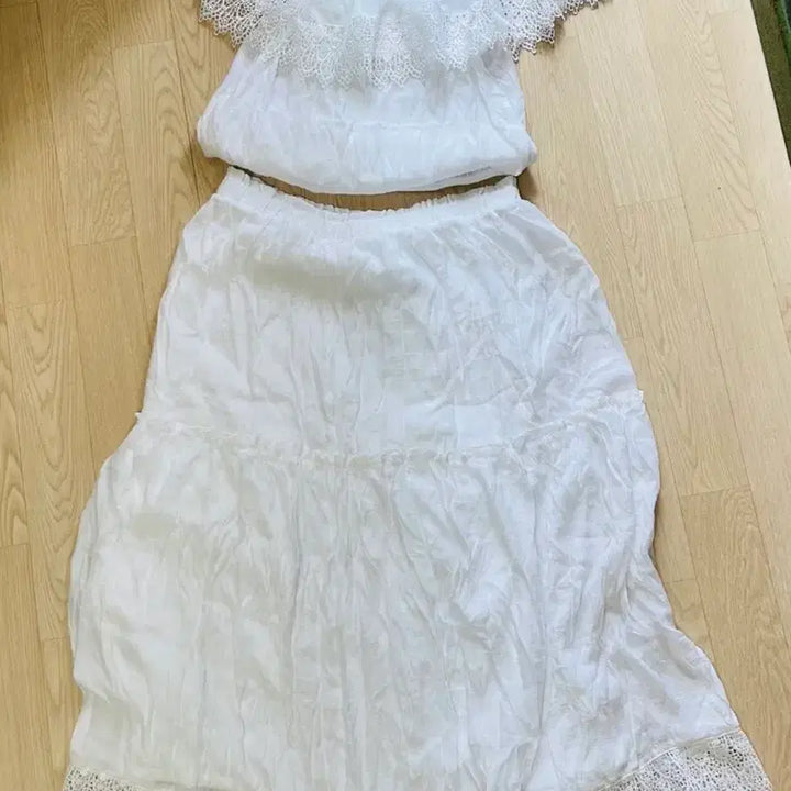 [BUNJANG] Unisex Lace Two-Piece Set / 빅사이즈 레이스 투피스 셋트