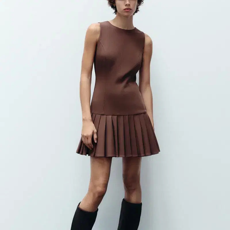 [BUNJANG] M Zara Pleated Mini Dress / M) 자라 플리츠 원피스 새상품