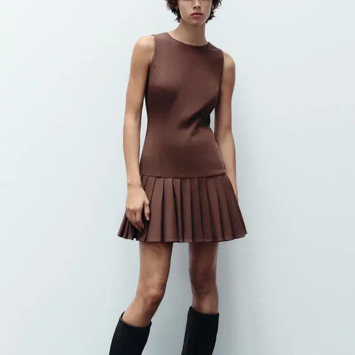 [BUNJANG] M Zara Pleated Mini Dress / M) 자라 플리츠 원피스 새상품