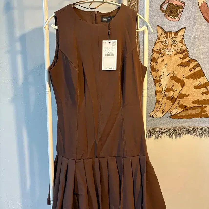 [BUNJANG] M Zara Pleated Mini Dress / M) 자라 플리츠 원피스 새상품