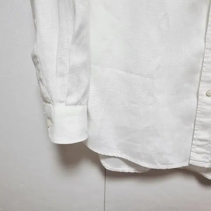 [BUNJANG] Lacoste Linen Long Sleeve Shirt - White - Men's / 남성 라코스테 화이트 흰색 린넨 마 긴팔 남방 셔츠