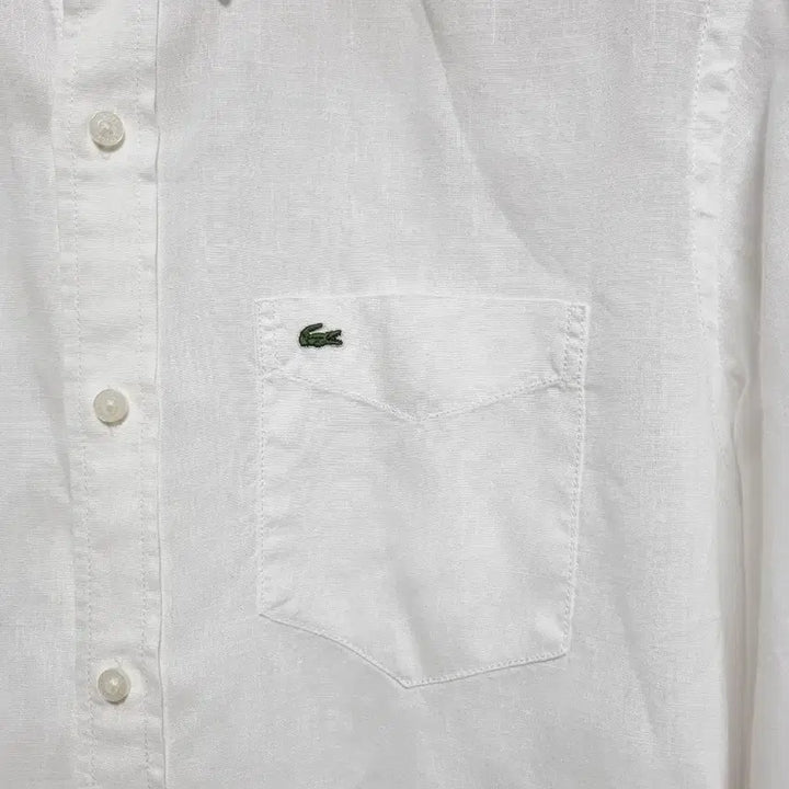 [BUNJANG] Lacoste Linen Long Sleeve Shirt - White - Men's / 남성 라코스테 화이트 흰색 린넨 마 긴팔 남방 셔츠