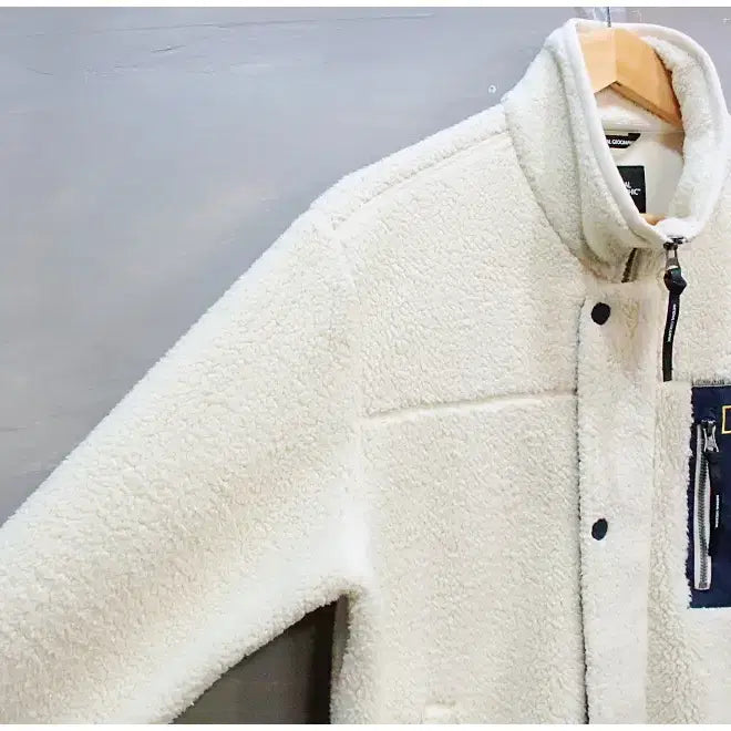 [BUNJANG] National Geographic Fleece Zip-Up (Ivory, XL) / 내셔널지오그래픽 코우너스 플리스 부클 하이넥 롱 풀집업 (공용M/95)