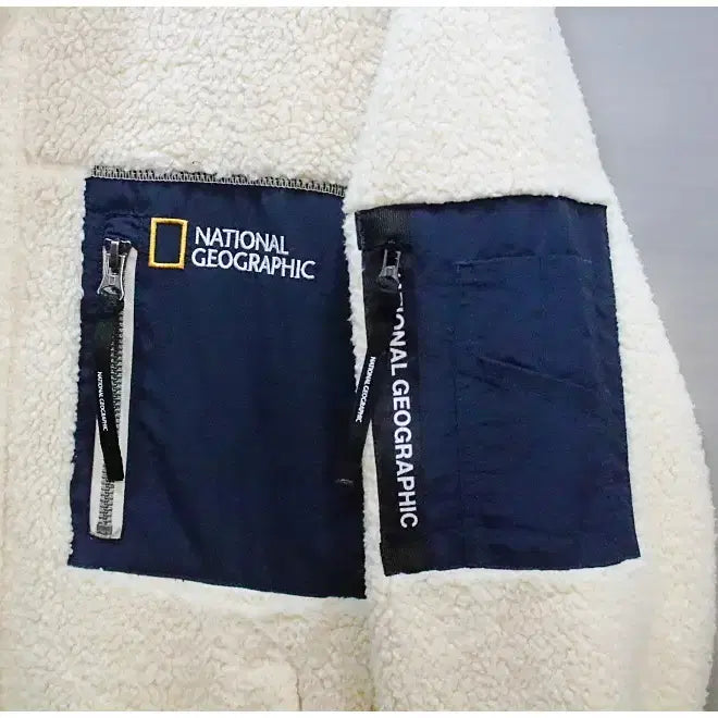 [BUNJANG] National Geographic Fleece Zip-Up (Ivory, XL) / 내셔널지오그래픽 코우너스 플리스 부클 하이넥 롱 풀집업 (공용M/95)