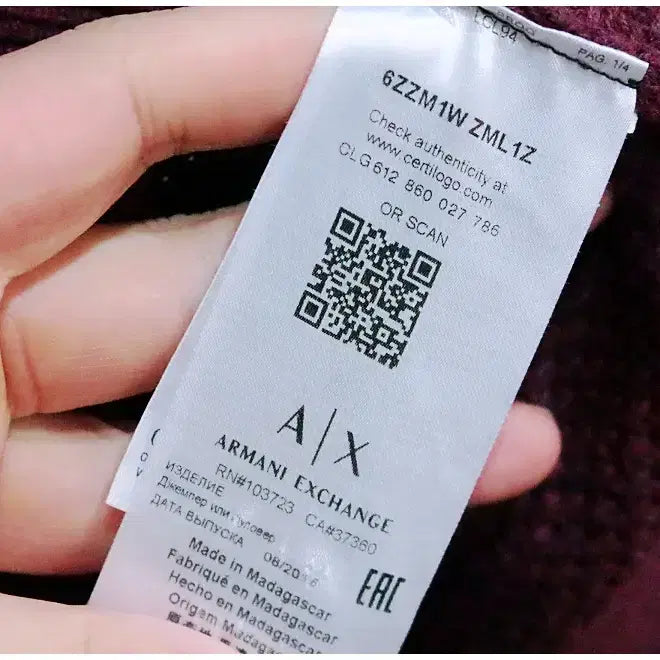 [BUNJANG] Armani Exchange Regular Fit Cotton Knit Sweater (Men's M) / 아르마니 익스체인지 레귤러핏 숄카라 코튼 니트 스웨터 (남성M/95)