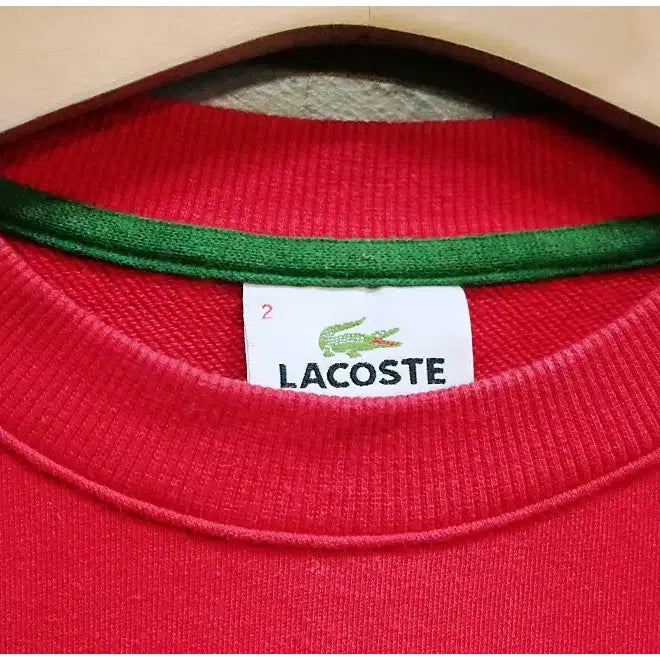 [BUNJANG] Lacoste Crewneck Sweatshirt (Red, Size 2) / 라코스테 빅크록 슬림핏 맨투맨 (공용2/90)