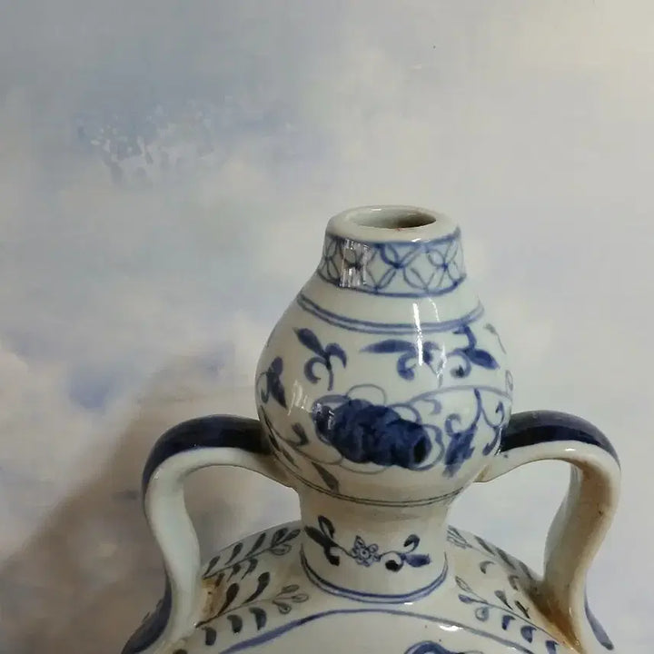 [BUNJANG] Ceramic Blue and White Porcelain Phoenix Bottle / 청화백자  봉황문 편병
