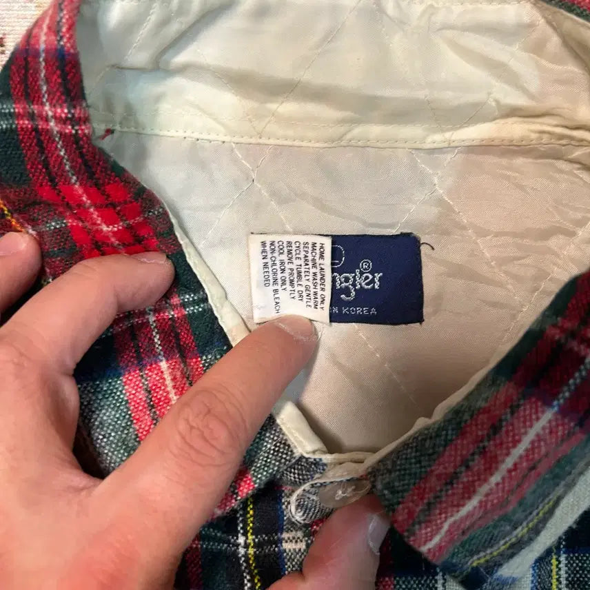 [BUNJANG] Wrangler 80s Quilted Check Shirt / [L] 80s 랭글러 누빔 체크셔츠
