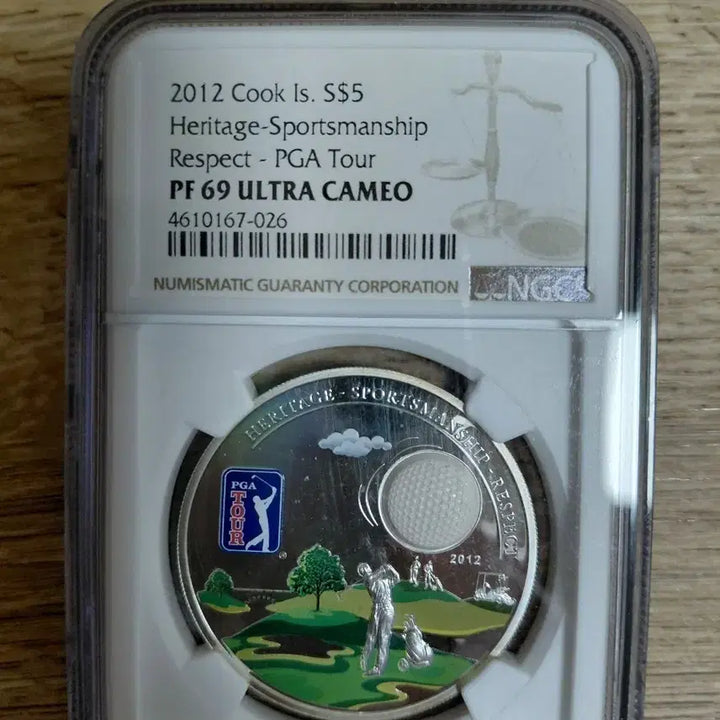 [BUNJANG] 2012 Cook Islands PGA Golf NGC Graded Silver Coin / 2012 쿠크제도 PGA 골프 기념 주화 NGC 69등급 은화