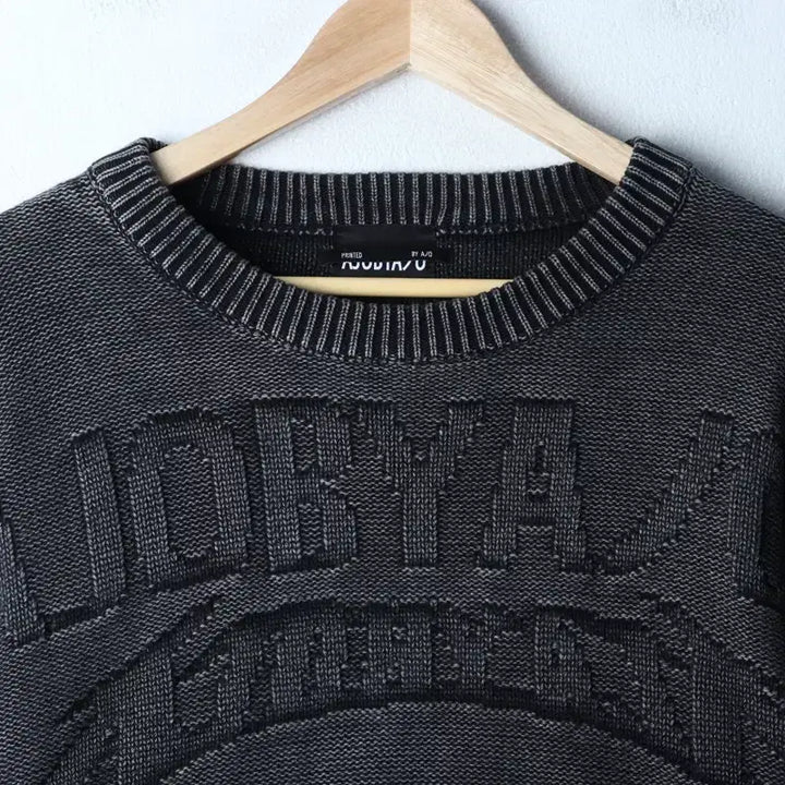 [BUNJANG] Ajo by Ajo Big Logo Charcoal Knit / (M-XL) 아조바이아조 니트 빅로고 차콜 헤비 스트릿-1747E