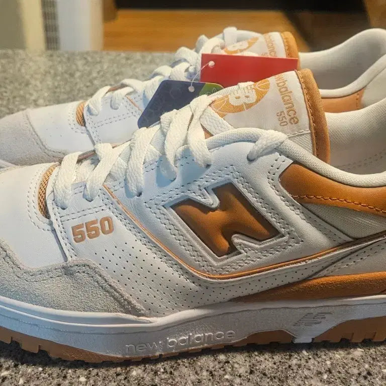 [BUNJANG] New Balance 550 White Brown Sneakers 245mm / 뉴발란스 550 화이트 브라운 스니커즈 245mm-새상품(정품)