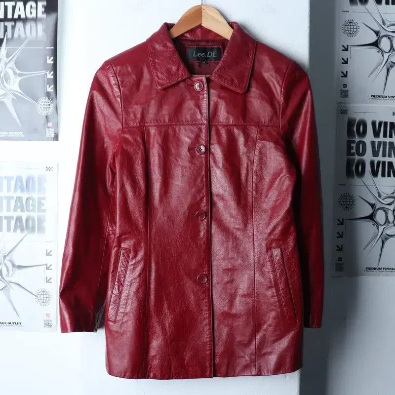 [BUNJANG] W Vintage Faux Leather Jacket / W(M) 브랜드빈티지 집업 바람막이 점퍼자켓 페이크레더-17491