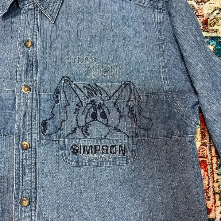 [BUNJANG] Simpson Denim Shirt / [L] 심슨(simpson) 자수 데님 셔츠
