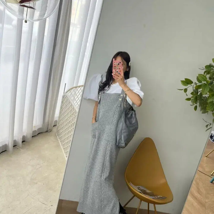 [BUNJANG] JAY Fit Long Knit Suspender Dress / 제이핏 롱니트멜빵원피스 니트롱원피스 니트원피스 나시원피스 민소매원피스