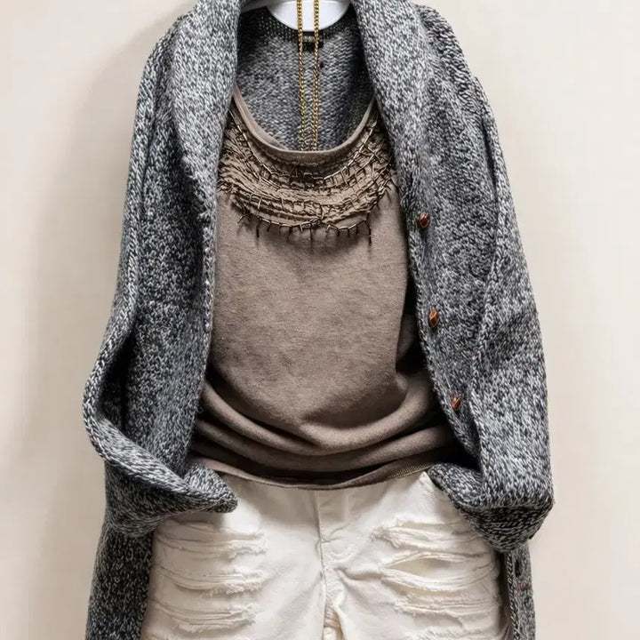 [BUNJANG] Loose Fit Knit Cardigan / 여성 니트 가디건/ 루즈핏 가을코디 세트 레이어드 스타일