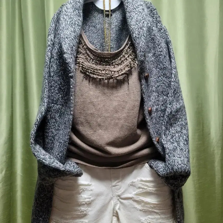 [BUNJANG] Loose Fit Knit Cardigan / 여성 니트 가디건/ 루즈핏 가을코디 세트 레이어드 스타일