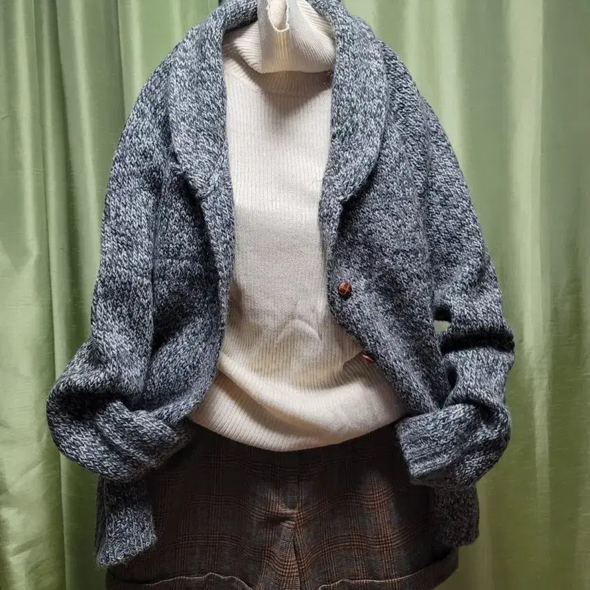 [BUNJANG] Loose Fit Knit Cardigan / 여성 니트 가디건/ 루즈핏 가을코디 세트 레이어드 스타일