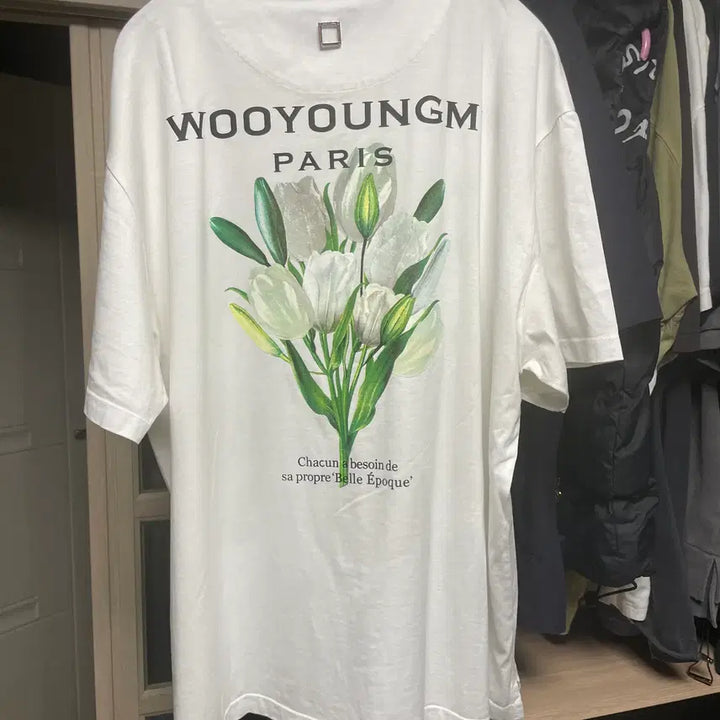 [BUNJANG] Wooyoungmi Flower Back Logo T-shirt White 50 / 우영미 플라워 백로고 반팔티 흰색 50