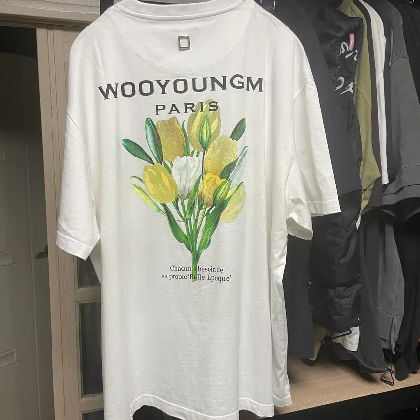 [BUNJANG] Wooyoungmi Flower Back Logo T-shirt White 50 / 우영미 플라워 백로고 반팔티 흰색 50