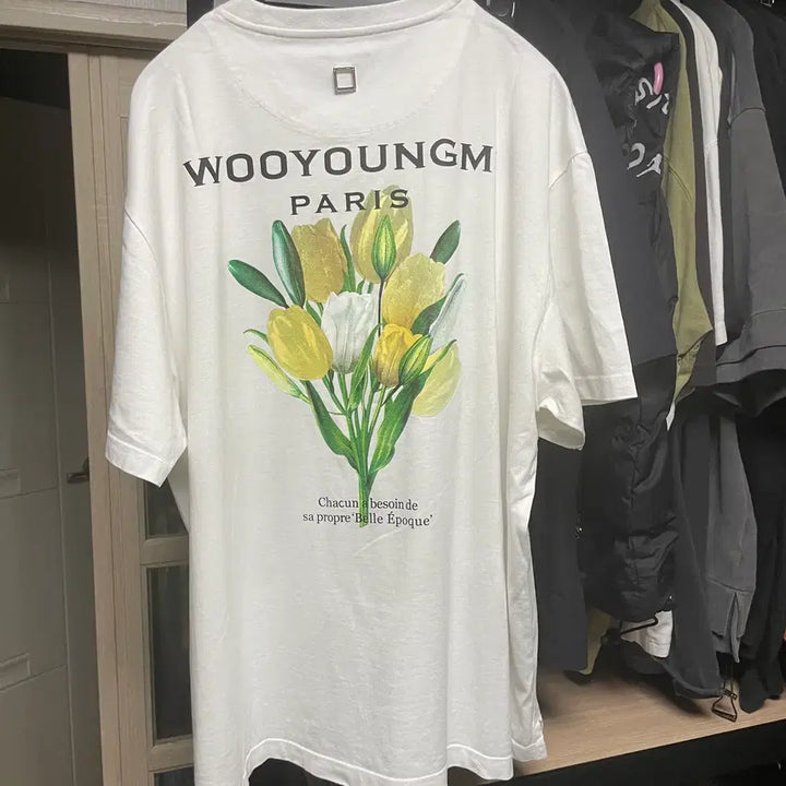 [BUNJANG] Wooyoungmi Flower Back Logo T-shirt White 50 / 우영미 플라워 백로고 반팔티 흰색 50