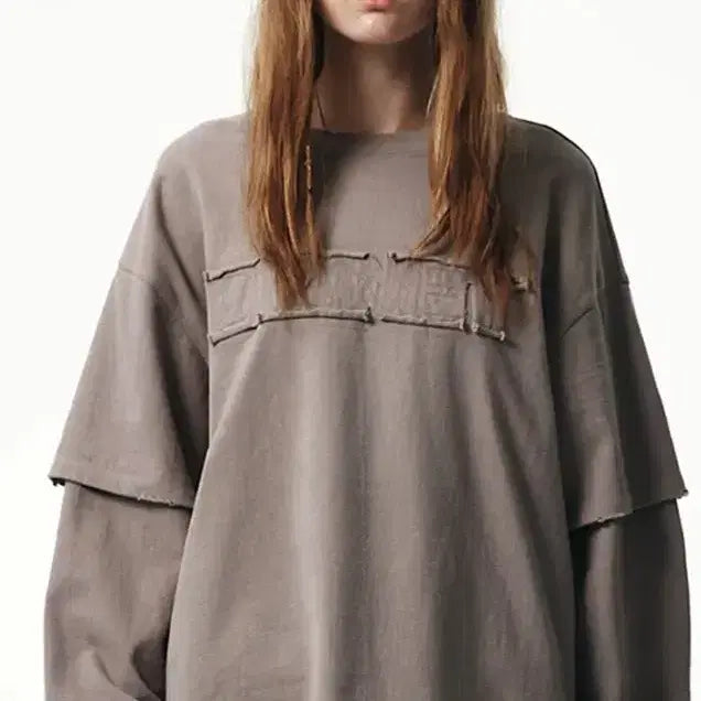 [BUNJANG] DEINET Layered Damage Sweatshirt / DEINET 다이닛 페이크 레이어드 데미지 스웨트셔츠