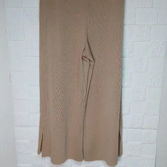 [BUNJANG] Casual Beige Knit Wide Pants - Size 66 / 새상품)간절기 베이지 니트 와이드 팬츠ㅡ66