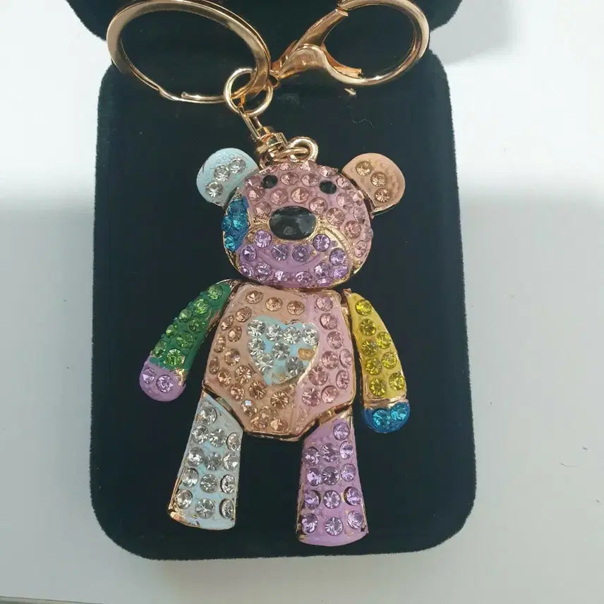 [BUNJANG] Colorful Cubic Bear Keyring / 컬러풀 큐빅 곰돌이 키링