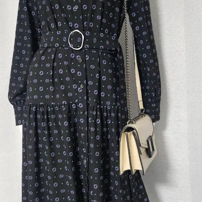 [BUNJANG] Max Studio Black Purple Patterned Spandex Dress / max studio 상태굿 검정 보라 무늬 스판 원피스..