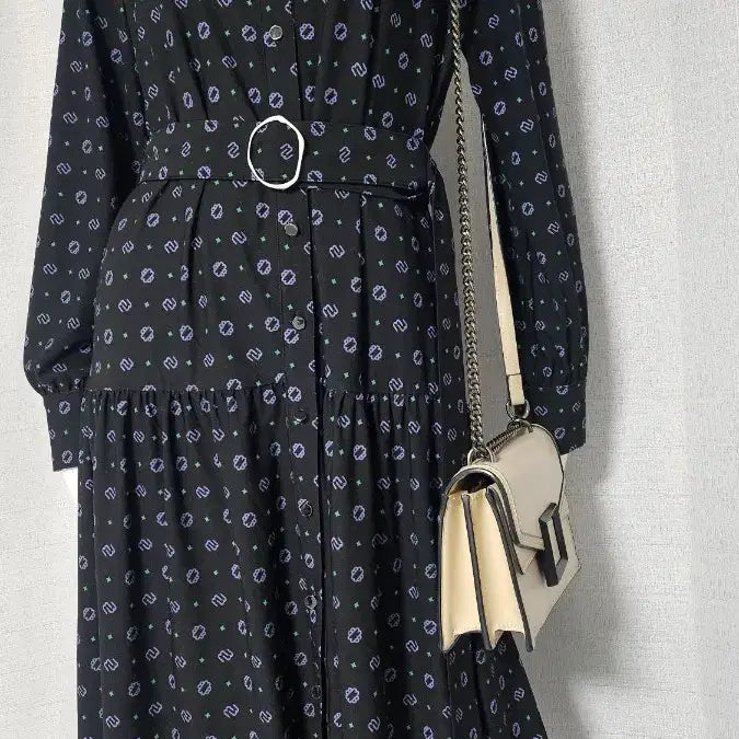 [BUNJANG] Max Studio Black Purple Patterned Spandex Dress / max studio 상태굿 검정 보라 무늬 스판 원피스..